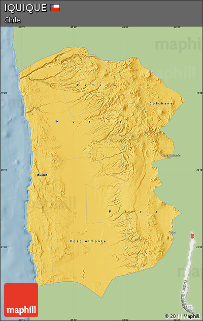 Savanna Style Map of IQUIQUE, single color outside