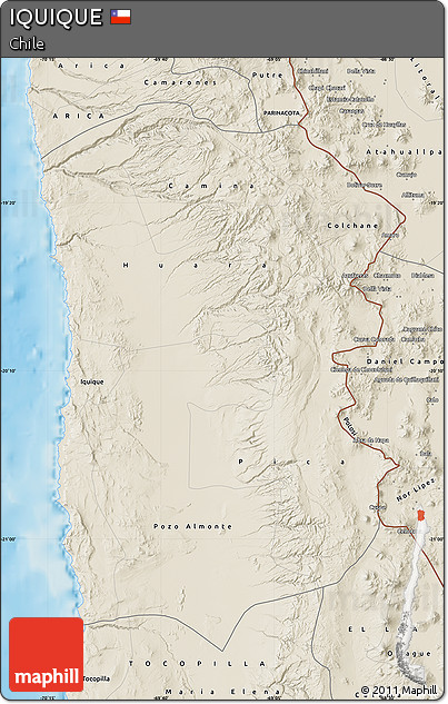 Shaded Relief Map of IQUIQUE