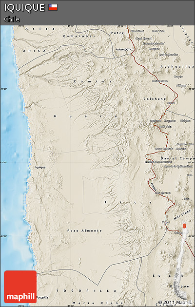 Shaded Relief Map of IQUIQUE