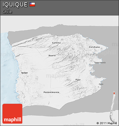 Gray Panoramic Map of IQUIQUE, single color outside