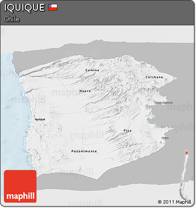 Gray Panoramic Map of IQUIQUE, single color outside