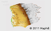 Physical Panoramic Map of IQUIQUE, cropped outside