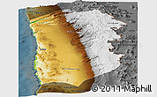 Physical Panoramic Map of IQUIQUE, darken