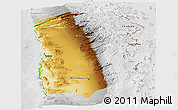 Physical Panoramic Map of IQUIQUE, lighten, desaturated