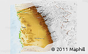 Physical Panoramic Map of IQUIQUE, lighten