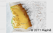 Physical Panoramic Map of IQUIQUE, lighten, semi-desaturated
