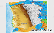 Physical Panoramic Map of IQUIQUE, political outside