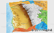 Physical Panoramic Map of IQUIQUE, political shades outside