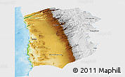 Physical Panoramic Map of IQUIQUE, single color outside