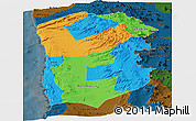 Political Panoramic Map of IQUIQUE, darken