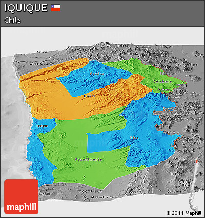 Political Panoramic Map of IQUIQUE, desaturated