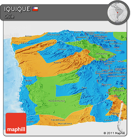 Political Panoramic Map of IQUIQUE