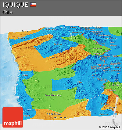 Political Panoramic Map of IQUIQUE