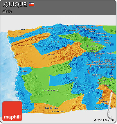 Political Panoramic Map of IQUIQUE
