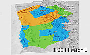 Political Panoramic Map of IQUIQUE, lighten, desaturated