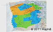 Political Panoramic Map of IQUIQUE, lighten, semi-desaturated