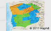 Political Panoramic Map of IQUIQUE, shaded relief outside