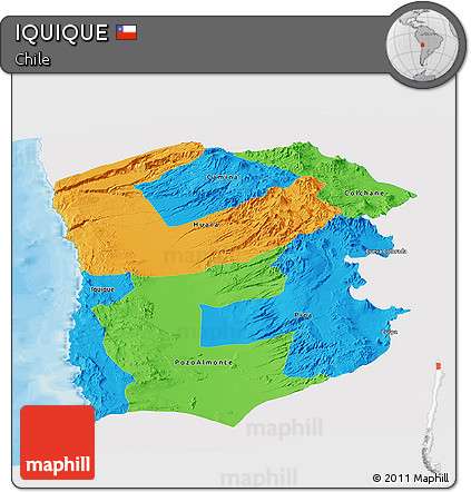 Political Panoramic Map of IQUIQUE, single color outside