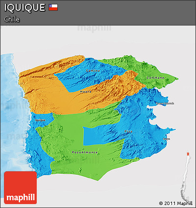 Political Panoramic Map of IQUIQUE, single color outside
