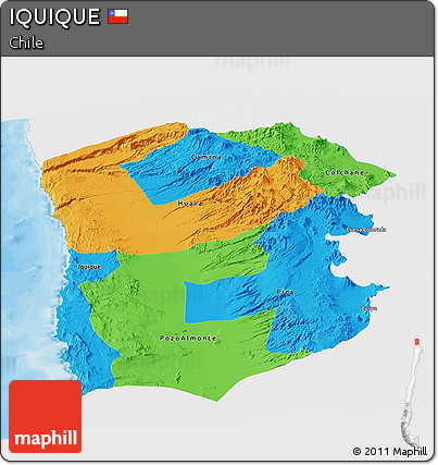 Political Panoramic Map of IQUIQUE, single color outside