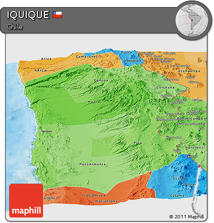 Political Shades Panoramic Map of IQUIQUE