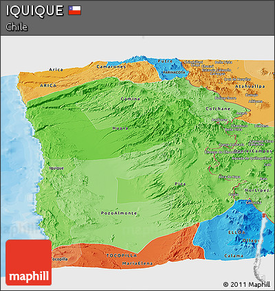 Political Shades Panoramic Map of IQUIQUE