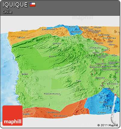 Political Shades Panoramic Map of IQUIQUE