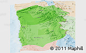 Political Shades Panoramic Map of IQUIQUE, lighten