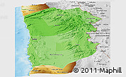 Political Shades Panoramic Map of IQUIQUE, physical outside