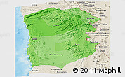 Political Shades Panoramic Map of IQUIQUE, shaded relief outside