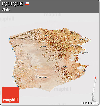 Satellite Panoramic Map of IQUIQUE, cropped outside