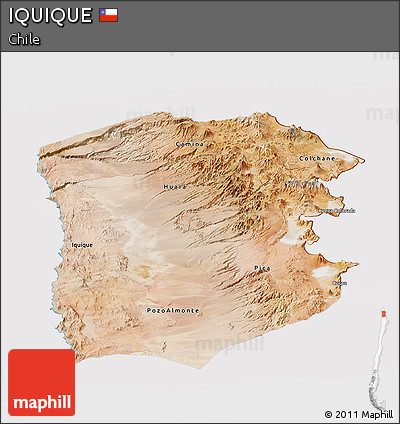 Satellite Panoramic Map of IQUIQUE, cropped outside