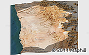 Satellite Panoramic Map of IQUIQUE, darken