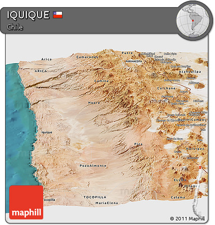 Satellite Panoramic Map of IQUIQUE