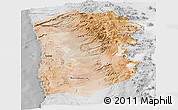 Satellite Panoramic Map of IQUIQUE, lighten, desaturated