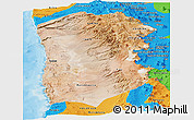 Satellite Panoramic Map of IQUIQUE, political outside