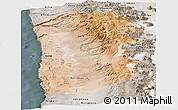 Satellite Panoramic Map of IQUIQUE, semi-desaturated