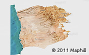 Satellite Panoramic Map of IQUIQUE, single color outside