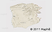 Shaded Relief Panoramic Map of IQUIQUE, cropped outside
