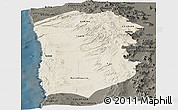 Shaded Relief Panoramic Map of IQUIQUE, darken