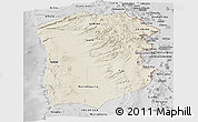 Shaded Relief Panoramic Map of IQUIQUE, desaturated