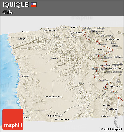 Shaded Relief Panoramic Map of IQUIQUE