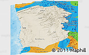 Shaded Relief Panoramic Map of IQUIQUE, political outside