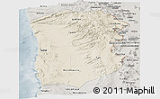 Shaded Relief Panoramic Map of IQUIQUE, semi-desaturated