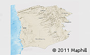 Shaded Relief Panoramic Map of IQUIQUE, single color outside