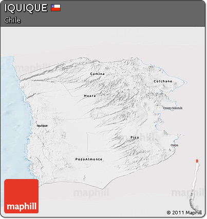 Silver Style Panoramic Map of IQUIQUE, single color outside