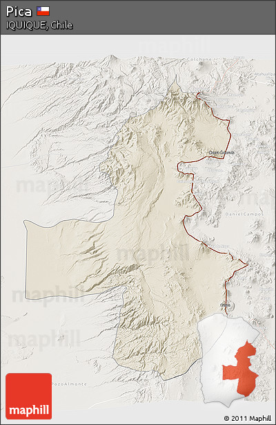 Shaded Relief 3D Map of Pica, lighten