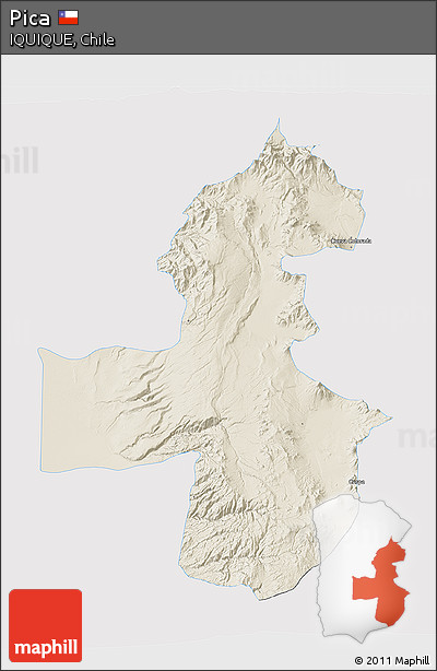 Shaded Relief 3D Map of Pica, single color outside