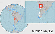 Gray Location Map of Pica, highlighted country, within the entire country, hill shading