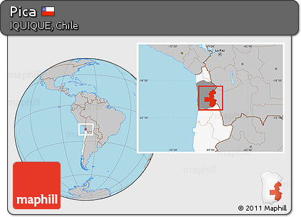 Gray Location Map of Pica, highlighted country, highlighted parent region